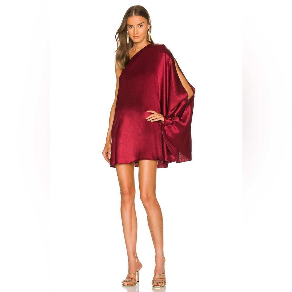Michael Costello Burgundy One-Shoulder Mini Dress
